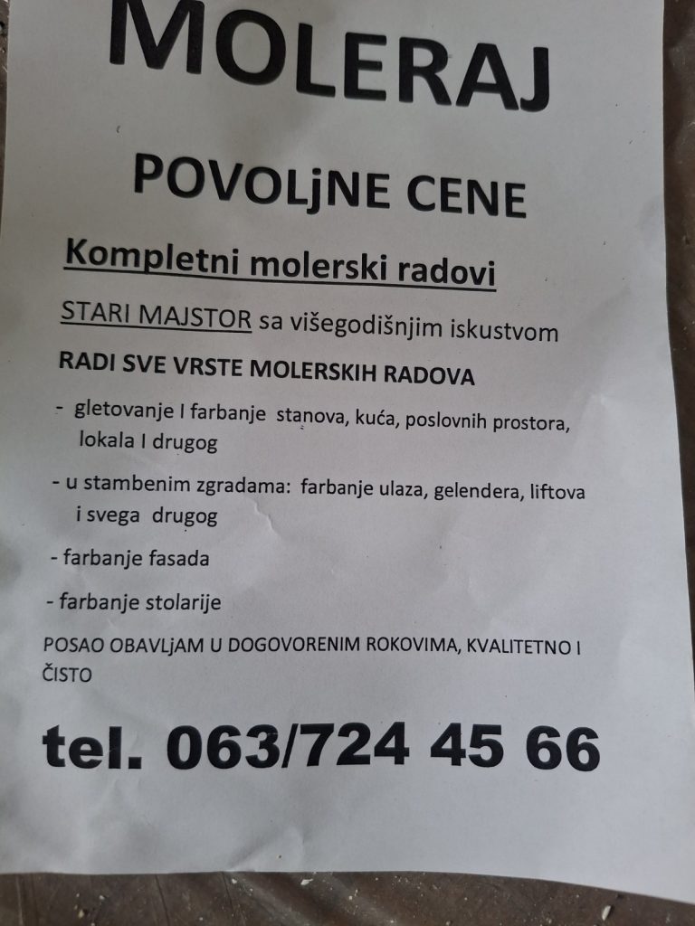 Velja Moler Stari grad molerske usluge i kontakt telefon